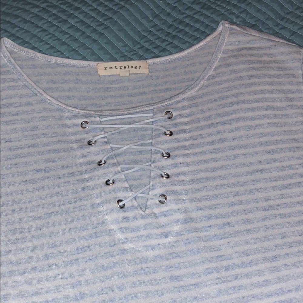 striped lace front top!